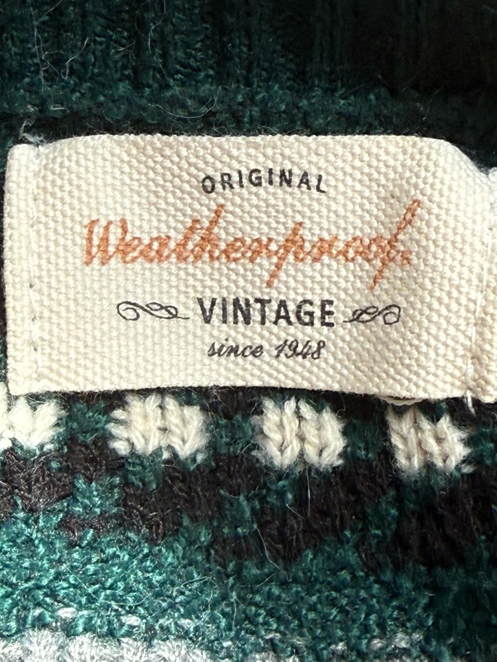 Original Weatherproof Vintage Fair Isle Knit Sweater Green Women's XL - Picture 3 of 7